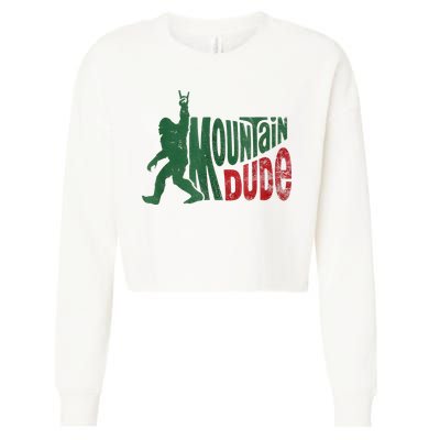 Mountain Dude Bigfoot Sasquatch Rock On Cropped Pullover Crew