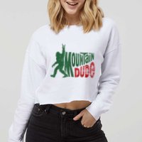 Mountain Dude Bigfoot Sasquatch Rock On Cropped Pullover Crew