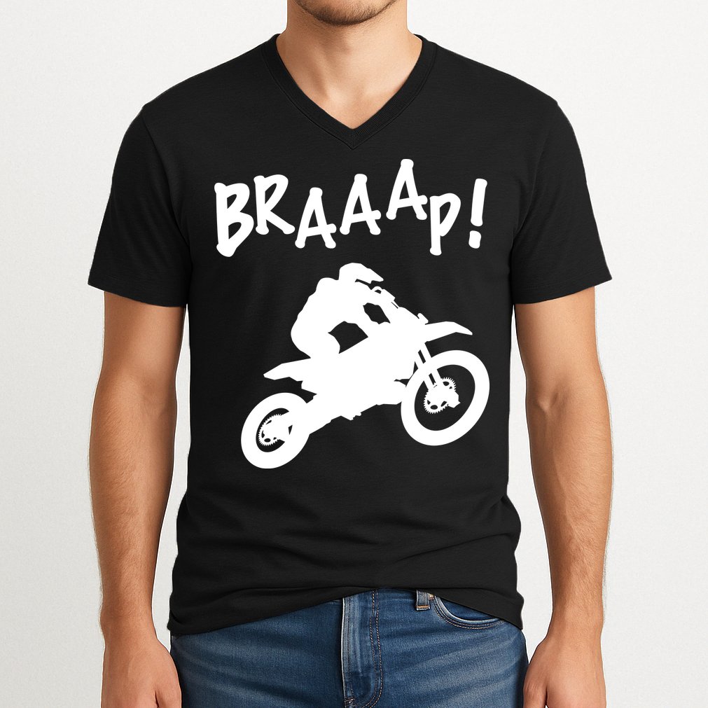 Motocross Dirt Bike Braaap Gift V-Neck T-Shirt
