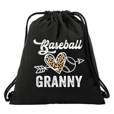 Mothers Day Baseball Granny Leopard Gift Drawstring Bag