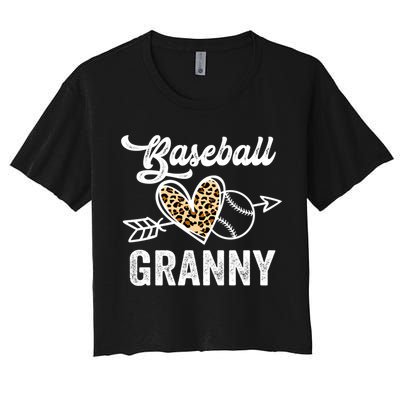 Mothers Day Baseball Granny Leopard Gift Women's Crop Top Tee
