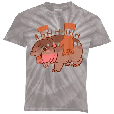 Moo Deng Bouncy Pig In Thai Picture The Cute Baby Hippo Kids Tie-Dye T-Shirt