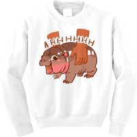 Moo Deng Bouncy Pig In Thai Picture The Cute Baby Hippo Kids Sweatshirt