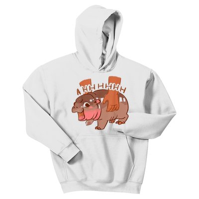 Moo Deng Bouncy Pig In Thai Picture The Cute Baby Hippo Kids Hoodie