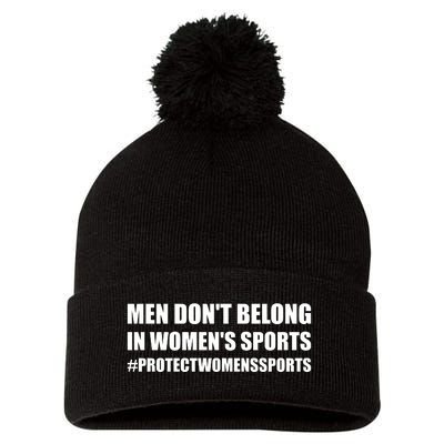 Men Dont Belong In Womens Sports | Protect Womens Sports | Riley Gaines Pom Pom 12in Knit Beanie