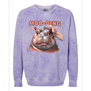 Moo Deng Bouncy Pig In Thai Picture The Cute Baby Hippo Colorblast Crewneck Sweatshirt