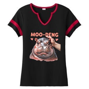 Moo Deng Bouncy Pig In Thai Picture The Cute Baby Hippo Ladies Halftime Notch Neck Tee