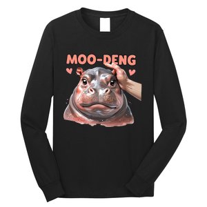 Moo Deng Bouncy Pig In Thai Picture The Cute Baby Hippo Long Sleeve Shirt