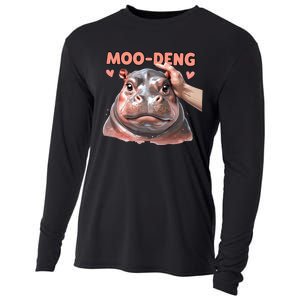 Moo Deng Bouncy Pig In Thai Picture The Cute Baby Hippo Cooling Performance Long Sleeve Crew