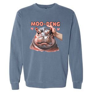 Moo Deng Bouncy Pig In Thai Picture The Cute Baby Hippo Garment-Dyed Sweatshirt