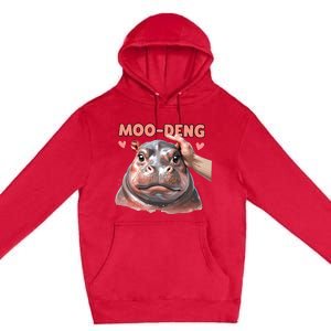 Moo Deng Bouncy Pig In Thai Picture The Cute Baby Hippo Premium Pullover Hoodie