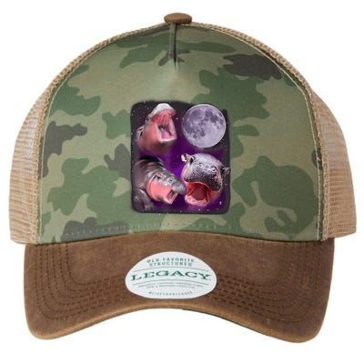 Moo Deng Bouncy Pig In Thai Picture Howling Under The Moon Legacy Tie Dye Trucker Hat