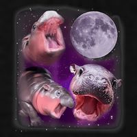 Moo Deng Bouncy Pig In Thai Picture Howling Under The Moon Ladies PosiCharge Tri-Blend Wicking Tank