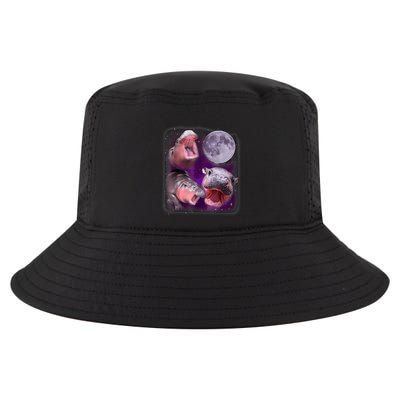Moo Deng Bouncy Pig In Thai Picture Howling Under The Moon Cool Comfort Performance Bucket Hat