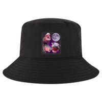 Moo Deng Bouncy Pig In Thai Picture Howling Under The Moon Cool Comfort Performance Bucket Hat