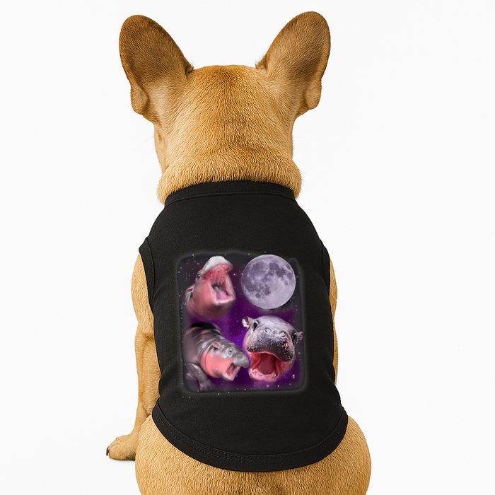 Moo Deng Bouncy Pig In Thai Picture Howling Under The Moon Doggie Tank