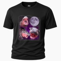Moo Deng Bouncy Pig In Thai Picture Howling Under The Moon Performance Shirt