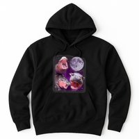 Moo Deng Bouncy Pig In Thai Picture Howling Under The Moon Hoodie