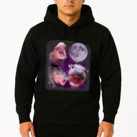 Moo Deng Bouncy Pig In Thai Picture Howling Under The Moon Hoodie