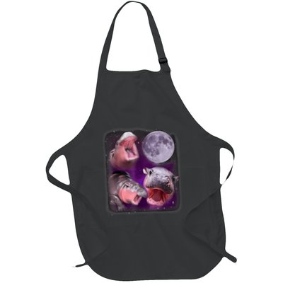 Moo Deng Bouncy Pig In Thai Picture Howling Under The Moon Apron