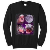 Moo Deng Bouncy Pig In Thai Picture Howling Under The Moon Sweatshirt