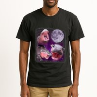 Moo Deng Bouncy Pig In Thai Picture Howling Under The Moon Tall T-Shirt