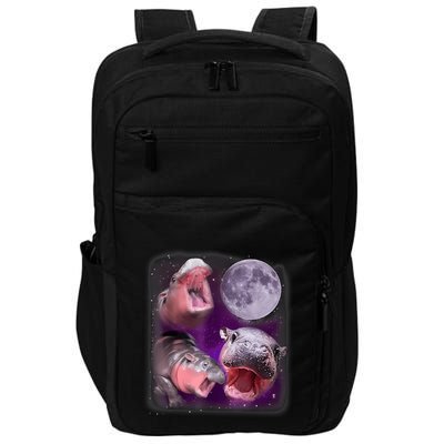 Moo Deng Bouncy Pig In Thai Picture Howling Under The Moon Impact Tech Backpack