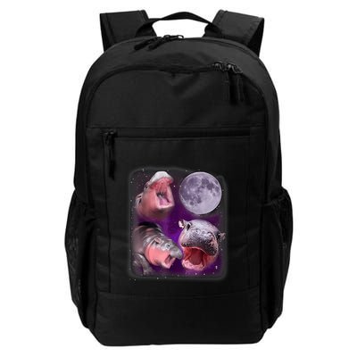 Moo Deng Bouncy Pig In Thai Picture Howling Under The Moon Backpack