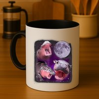 Moo Deng Bouncy Pig In Thai Picture Howling Under The Moon Mug