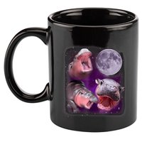 Moo Deng Bouncy Pig In Thai Picture Howling Under The Moon 11oz C Handle Ceramic Mug