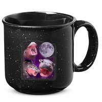 Moo Deng Bouncy Pig In Thai Picture Howling Under The Moon 15oz Campfire Ceramic Mug