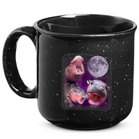 Moo Deng Bouncy Pig In Thai Picture Howling Under The Moon 15oz Campfire Ceramic Mug