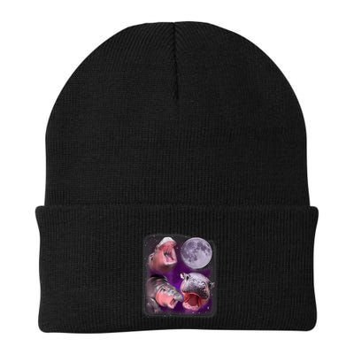 Moo Deng Bouncy Pig In Thai Picture Howling Under The Moon Beanie