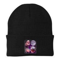 Moo Deng Bouncy Pig In Thai Picture Howling Under The Moon Beanie