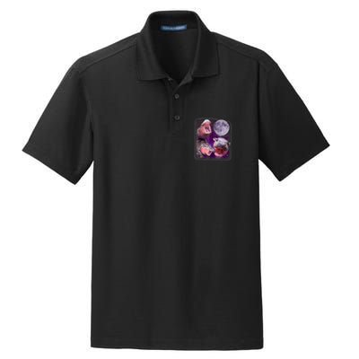 Moo Deng Bouncy Pig In Thai Picture Howling Under The Moon Dry Zone Grid Polo