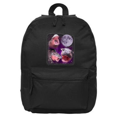 Moo Deng Bouncy Pig In Thai Picture Howling Under The Moon 16 in Basic Backpack
