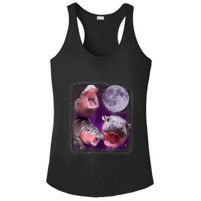 Moo Deng Bouncy Pig In Thai Picture Howling Under The Moon Ladies PosiCharge Competitor Racerback Tank