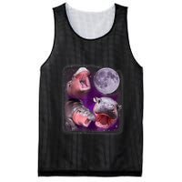 Moo Deng Bouncy Pig In Thai Picture Howling Under The Moon Mesh Reversible Basketball Jersey Tank