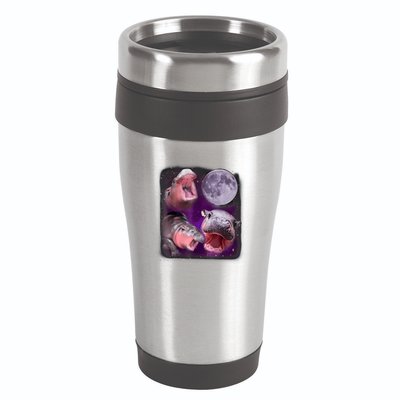 Moo Deng Bouncy Pig In Thai Picture Howling Under The Moon 16oz Travel Tumbler