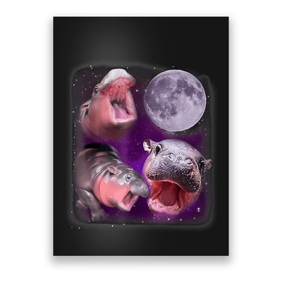 Moo Deng Bouncy Pig In Thai Picture Howling Under The Moon Poster