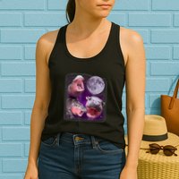 Moo Deng Bouncy Pig In Thai Picture Howling Under The Moon Womens Tank Top