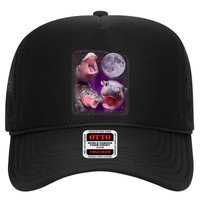 Moo Deng Bouncy Pig In Thai Picture Howling Under The Moon Trucker Hat
