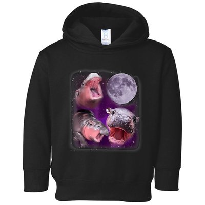 Moo Deng Bouncy Pig In Thai Picture Howling Under The Moon Toddler Hoodie