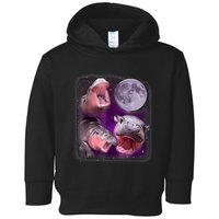 Moo Deng Bouncy Pig In Thai Picture Howling Under The Moon Toddler Hoodie