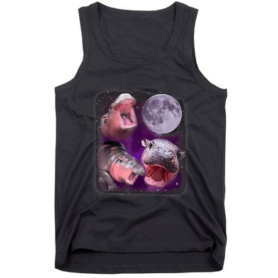 Moo Deng Bouncy Pig In Thai Picture Howling Under The Moon Tank Top