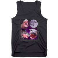 Moo Deng Bouncy Pig In Thai Picture Howling Under The Moon Tank Top