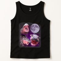 Moo Deng Bouncy Pig In Thai Picture Howling Under The Moon Tank Top