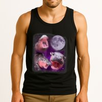 Moo Deng Bouncy Pig In Thai Picture Howling Under The Moon Tank Top
