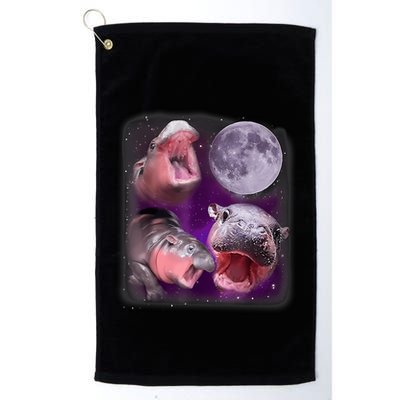 Moo Deng Bouncy Pig In Thai Picture Howling Under The Moon Golf Towel