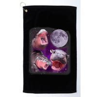 Moo Deng Bouncy Pig In Thai Picture Howling Under The Moon Golf Towel